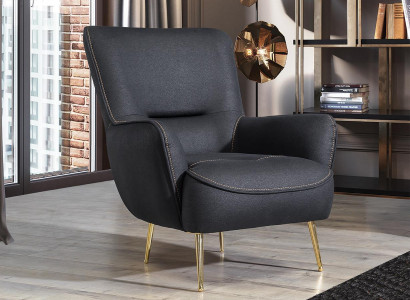 Design Textile Armchair Living room Lounge Luxury Chair Design Furniture Black